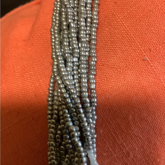 Sea Foam Green and Silver Multi-Strand Beaded Necklace - Picture 3 of 5